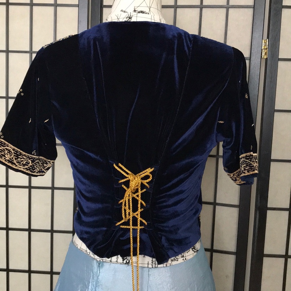 KERA Velvet Medieval vest Jacket corset bolero embroidery cover costume formal - Picture 7 of 15